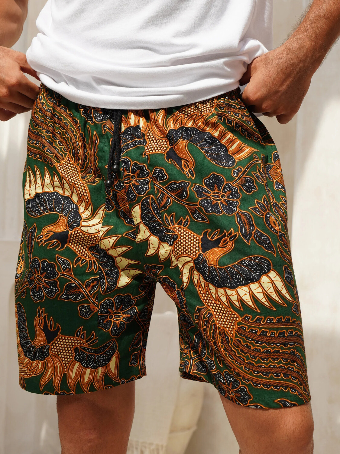 Men's Ethnic Phoenix Bird Art Print Summer Beach Festival Shorts