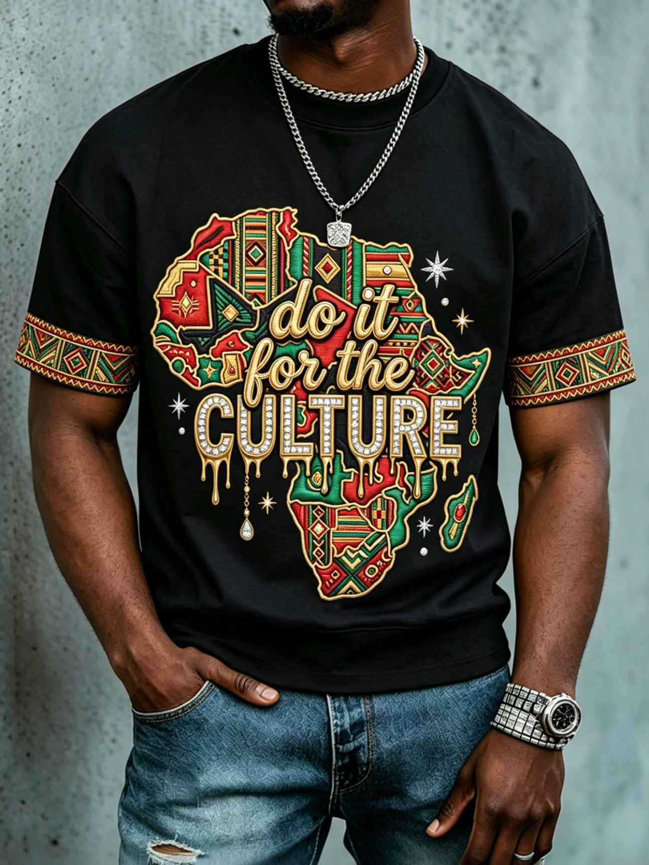 Men's African Map Do It For The Culture Print T-Shirt