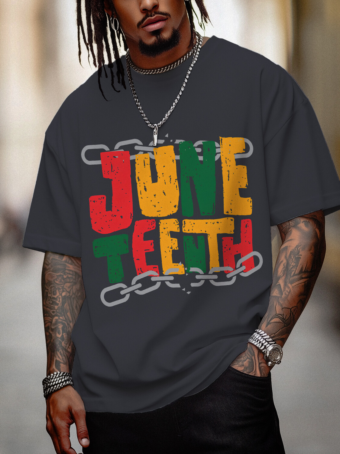 Men's June Teenth Black History Month Print Cotton Casual T-Shirt