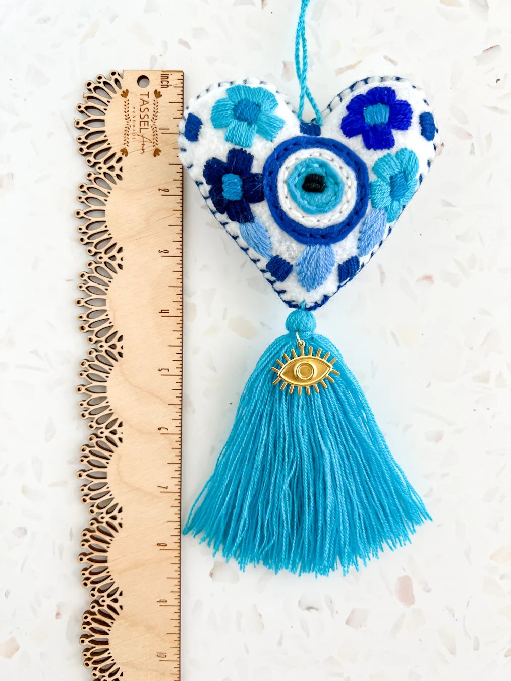 Evil eye heart embroidered tassel🎅Best Christmas Gift