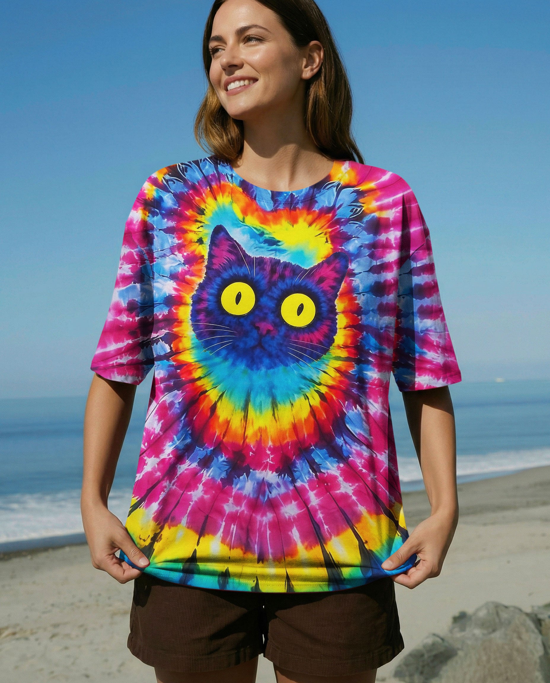 CAT COLORFUL SWIRL PATTERN ALL OVER PRINT - TLNO2412252