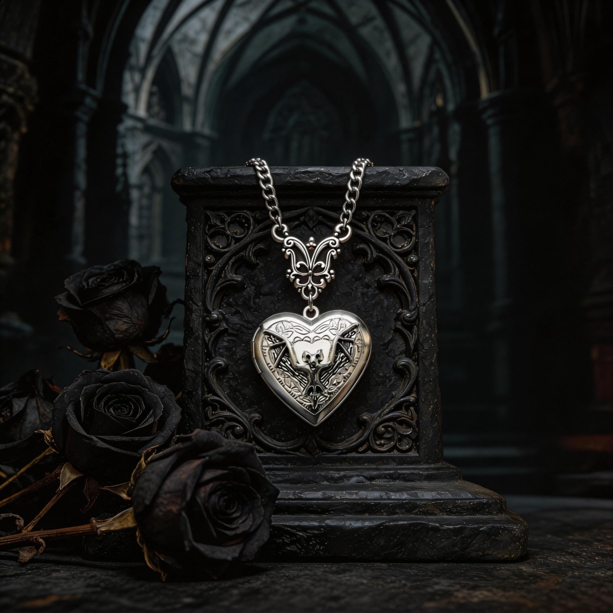 🖤✨ Gothic Heart Pendant Necklace – Vintage Love Heart Statement Jewelry