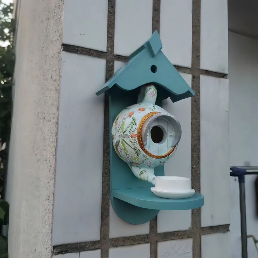 🎁TODAY 57% OFF🎁 William Morris Teal Teapot Bird House