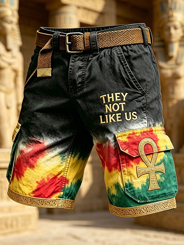 Men's They Not Like Us Ancient Egypt Anka Print Cargo Shorts