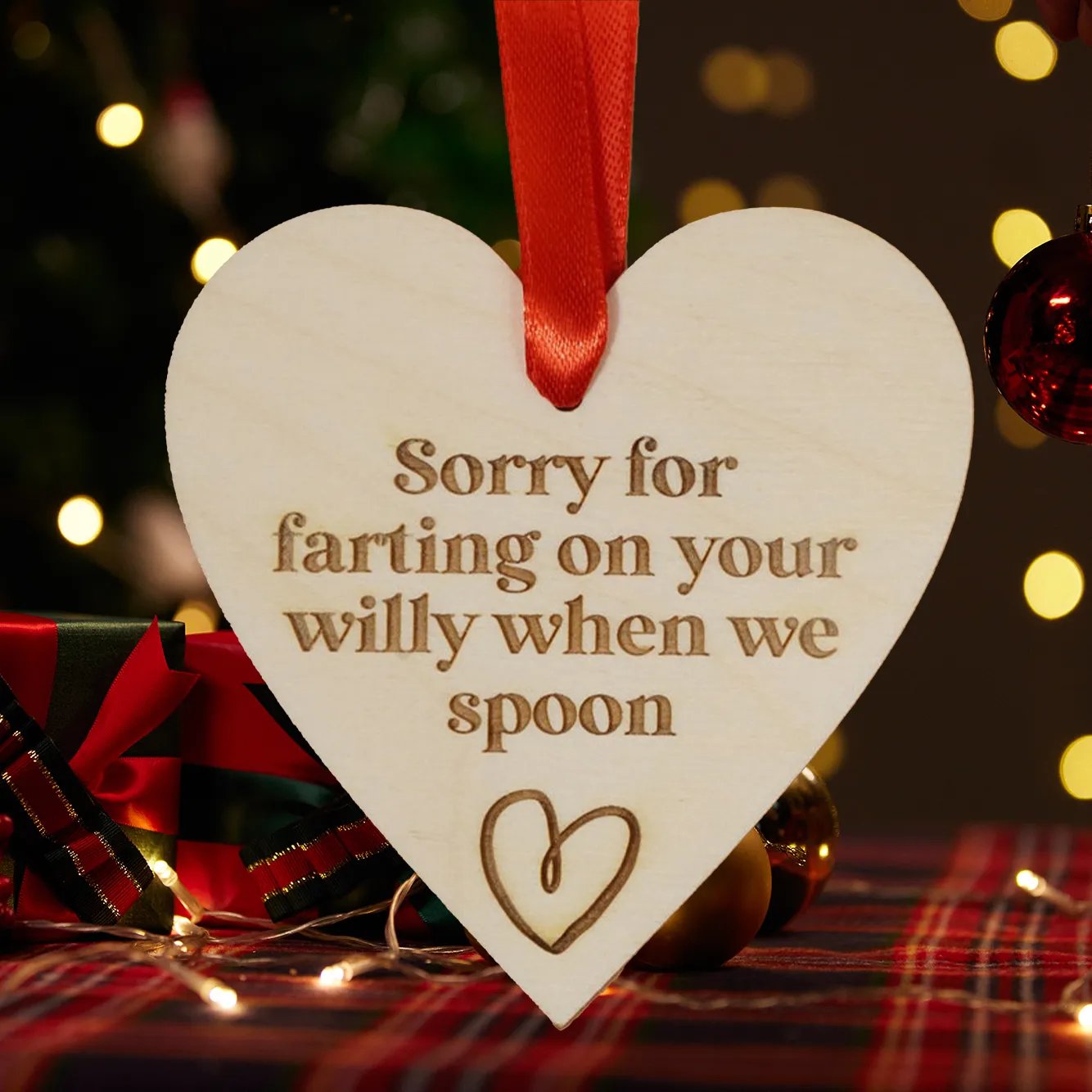 Christmas Hot Sale - Humor Wooden Heart Ornaments