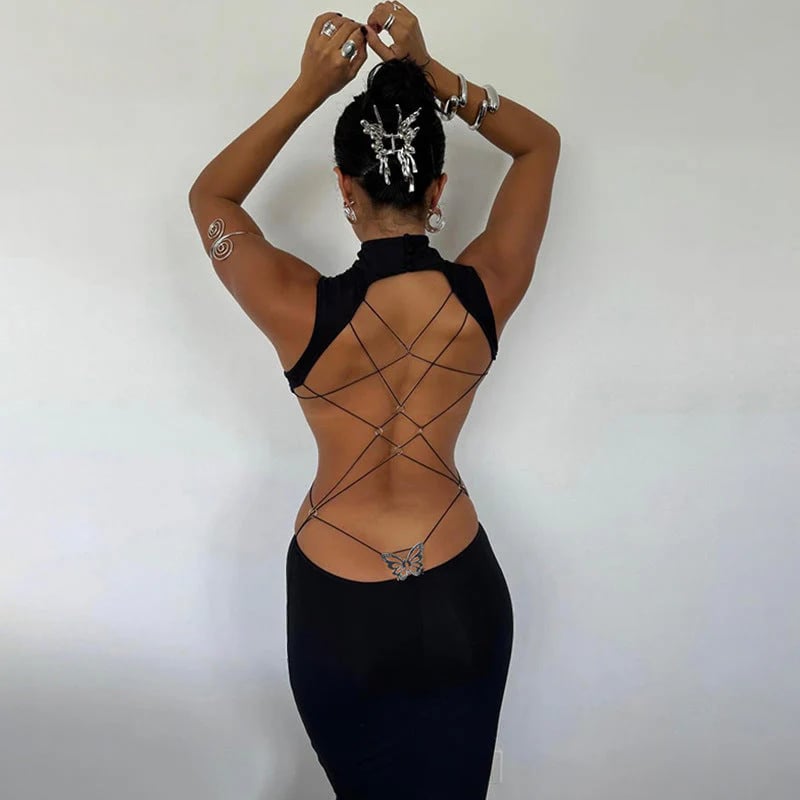🔥Last 4 hours 49% OFF - 👗Women's Backless Butterfly Decor Bodycon Dress(BUY 2 FREE SHIPPING)
