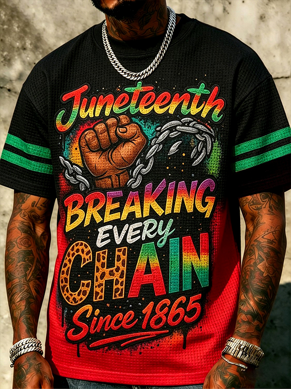 Men's Juneteenth Breaking Every Chain Since 1865 Art Print T-Shirt