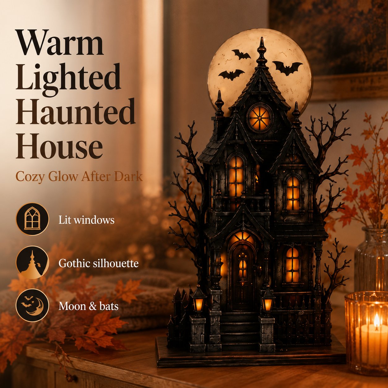 🔥Last Day 49% OFF - 🧙🖤🎃 Enchanted Halloween Haunted House Light-Up Figurine Collection