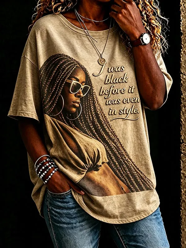 Women's J Was Black  It Was Evev In  Style Faith Art Print Casual T-Shirt