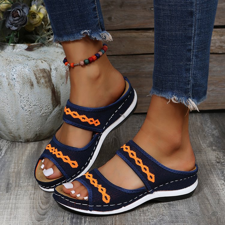 Grishay Stylish Wedge Cutout Comfortable Flat Slippers