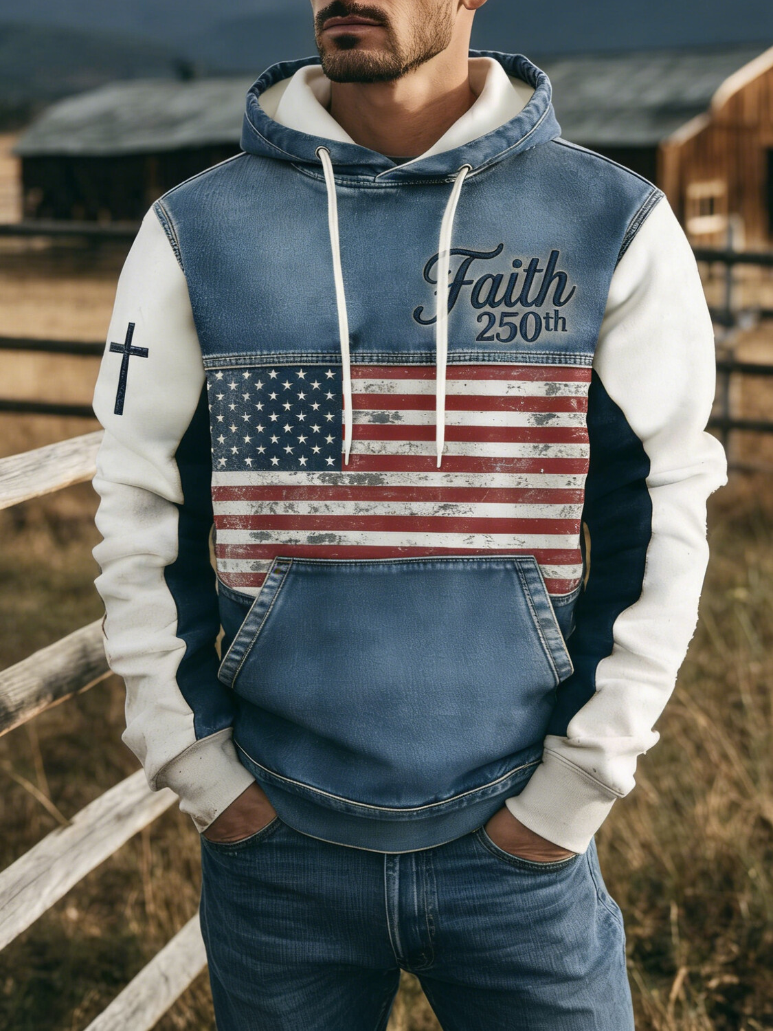 Men's Faith - Anniversary Flag Print Casual Hoodie
