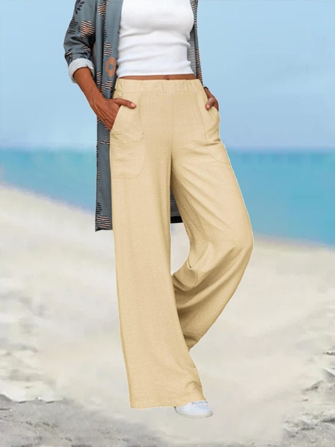 Women's Loose Casual Side Pocket Wide Leg Pants