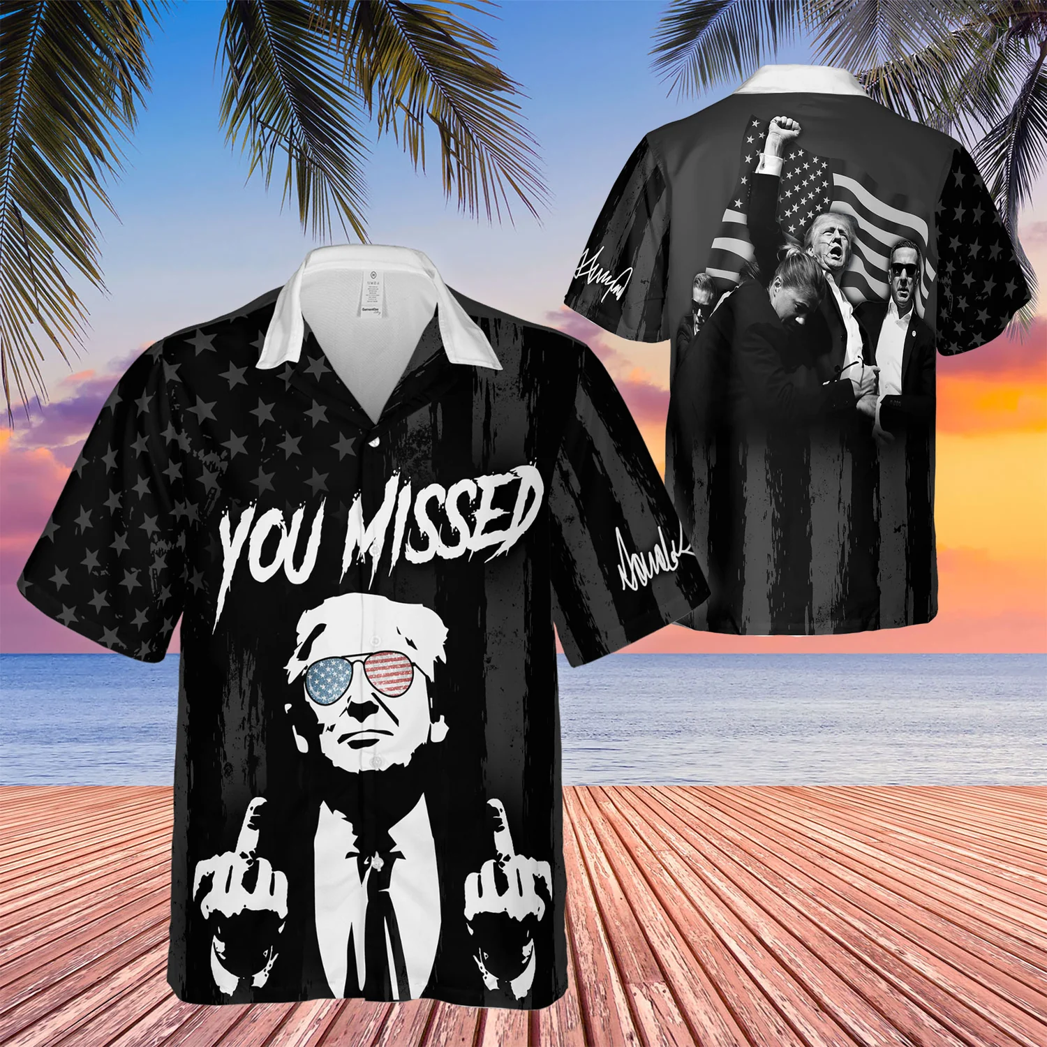 Trump "You Missed" Assassination Attempt All Over Print Hawaiian Shirt