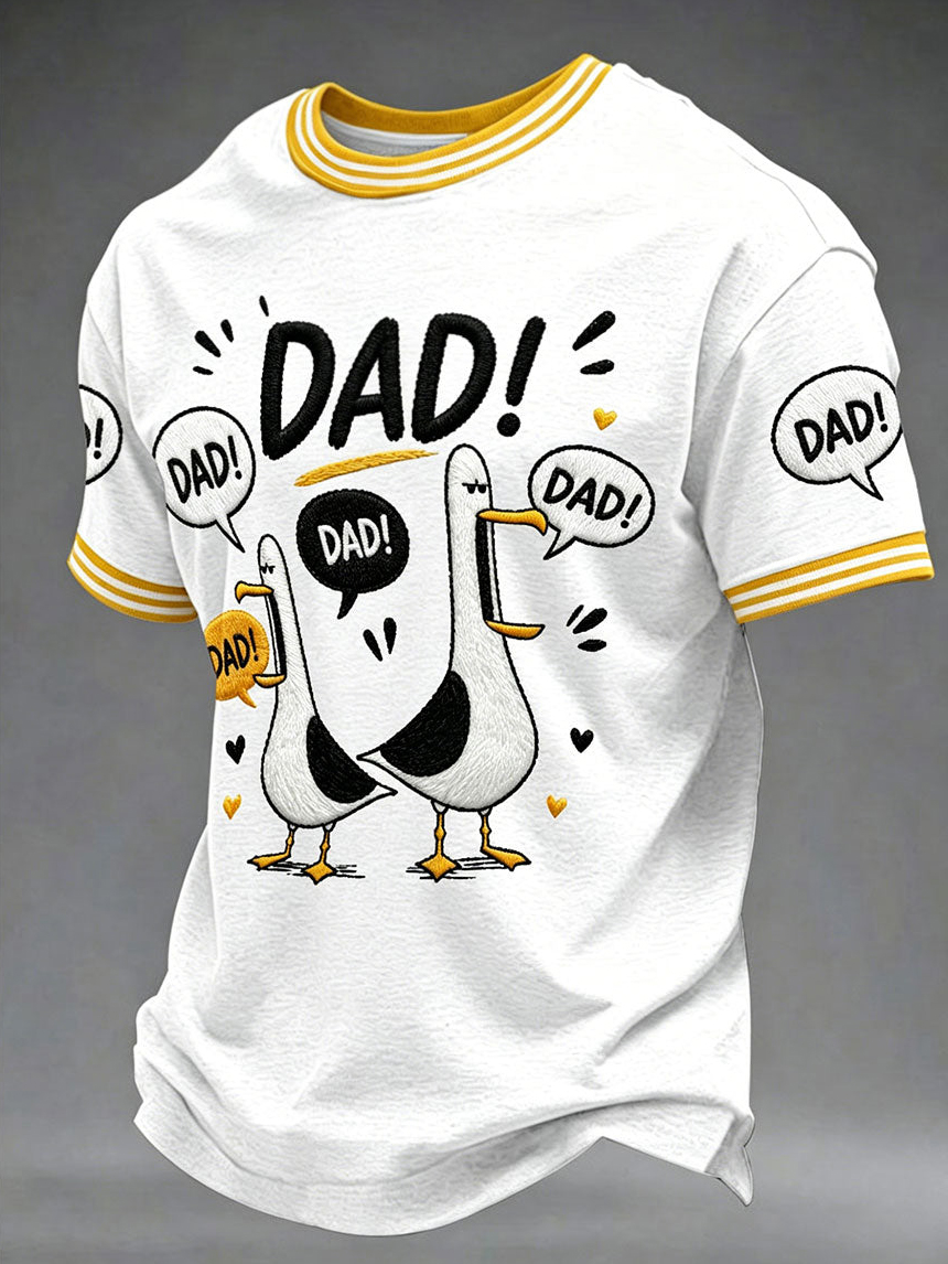 Men's Cartoon Seagull Dad! Print T-Shirt