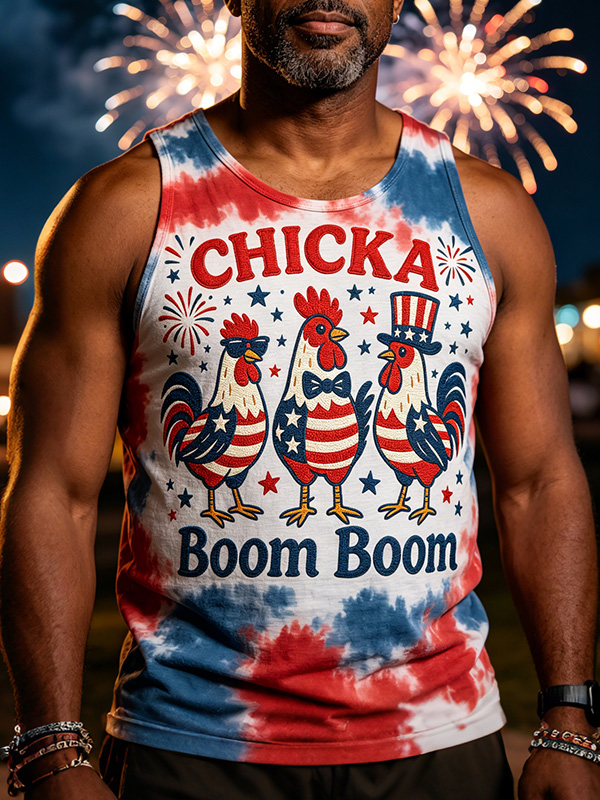 Men's Tie-Dye Independence Day Print Tank Top