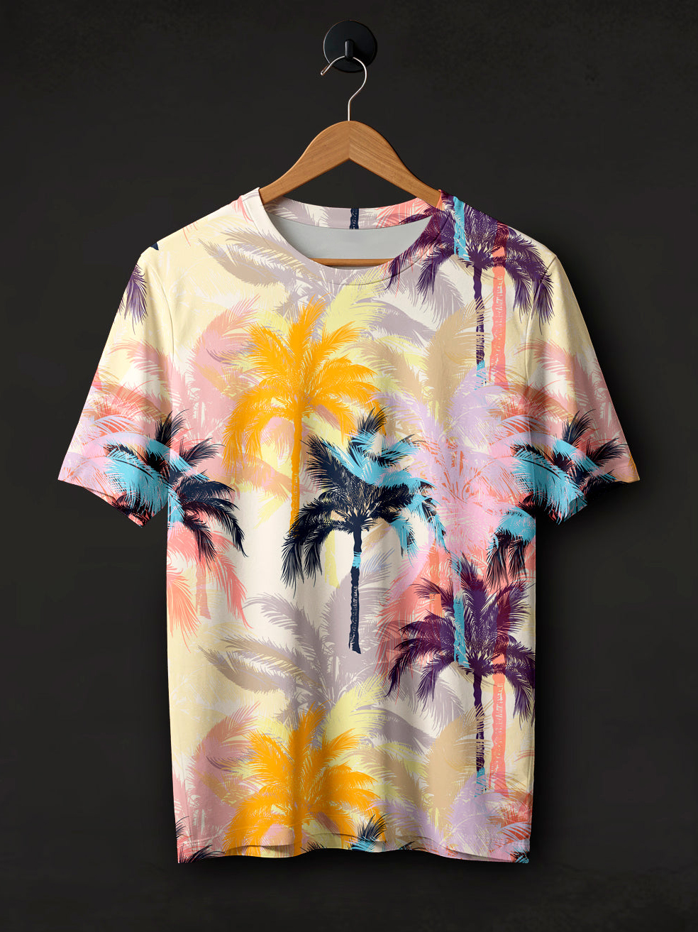 Men's Hawaii Tropical Palm Tree Art Print Casual T-Shirt