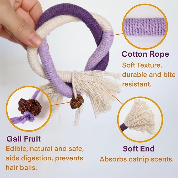 Catnip Chew Rope Toy - Natural, Safe Tooth Cleaner for Indoor Kittens