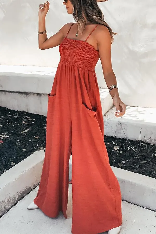 Women's Solid Color Stay A While Gauze Casual Jumpsuit