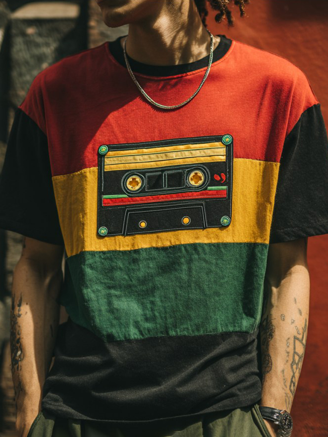 Men's Tapes Music Geometric Art Print T-Shirt