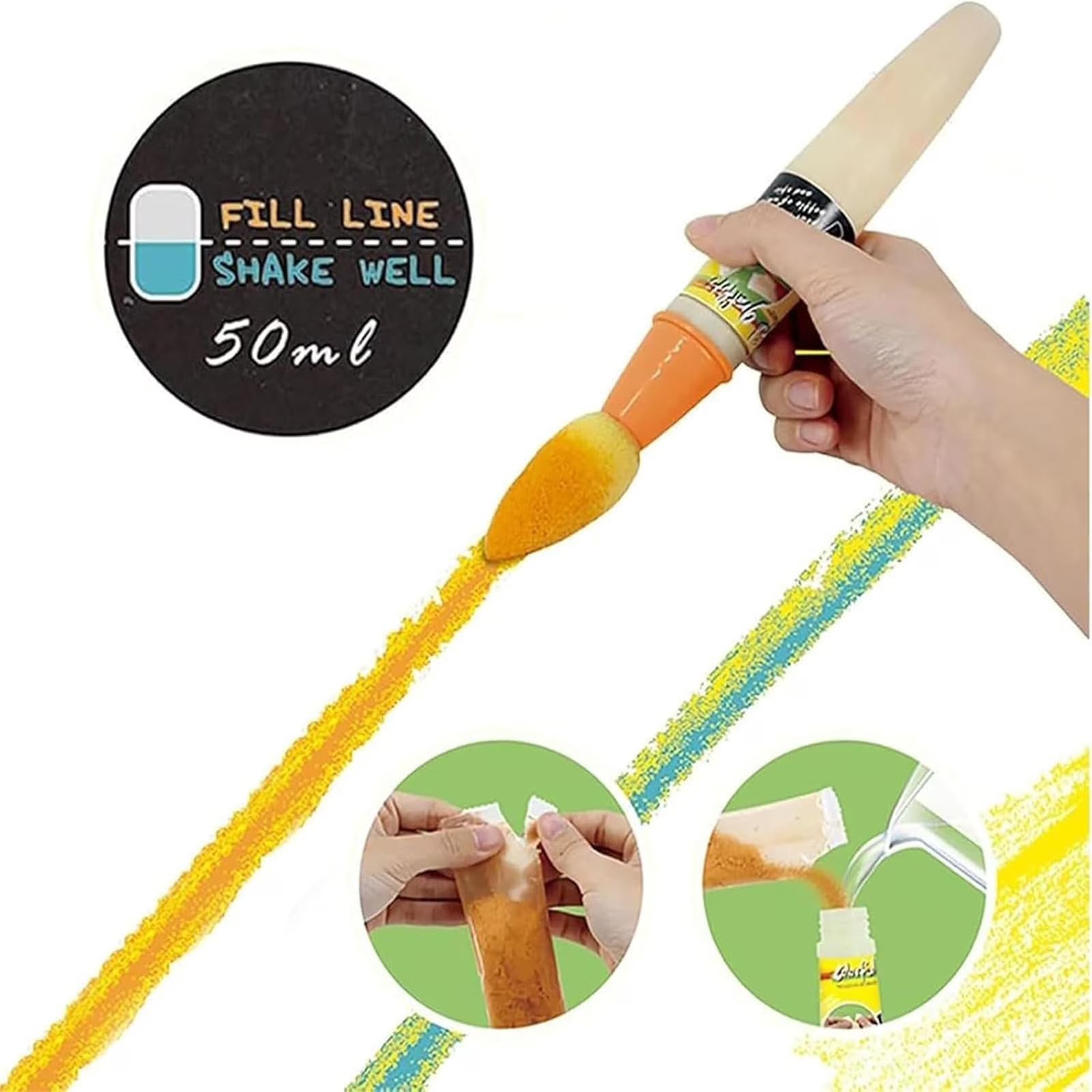 🔥Last Day 49% OFF - 🌈Outdoor Sidewalk Chalk Paint Brush Set | Paint in the Brushes – Just Add Water✨🎨