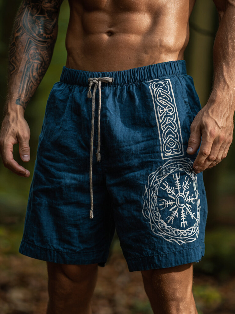 Men's Viking Compass Celtic Knot Print Casual Shorts