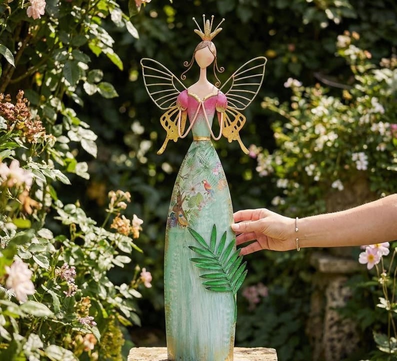 Whimsical Fairy Garden Metal Statues – Enchanted Angel Decor