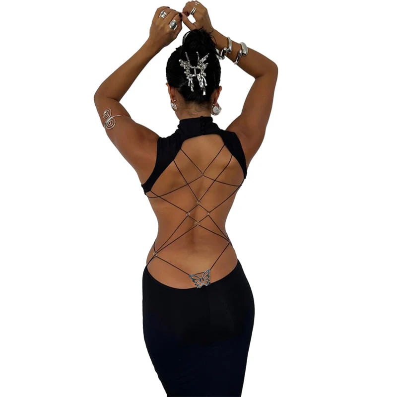 🔥Last 4 hours 49% OFF - 👗Women's Backless Butterfly Decor Bodycon Dress(BUY 2 FREE SHIPPING)