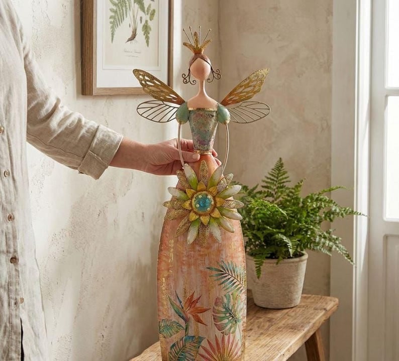 Whimsical Fairy Garden Metal Statues – Enchanted Angel Decor