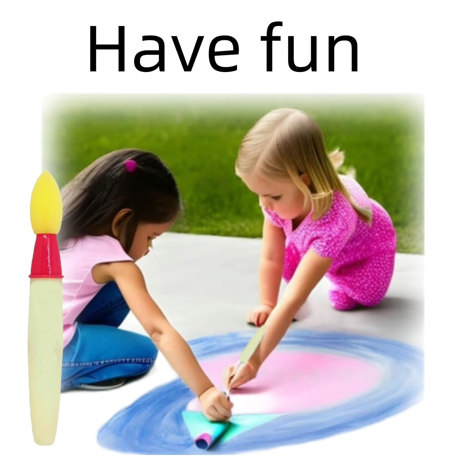 🔥Last Day 49% OFF - 🌈Outdoor Sidewalk Chalk Paint Brush Set | Paint in the Brushes – Just Add Water✨🎨