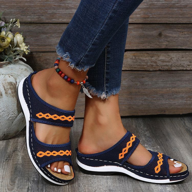 Grishay Stylish Wedge Cutout Comfortable Flat Slippers