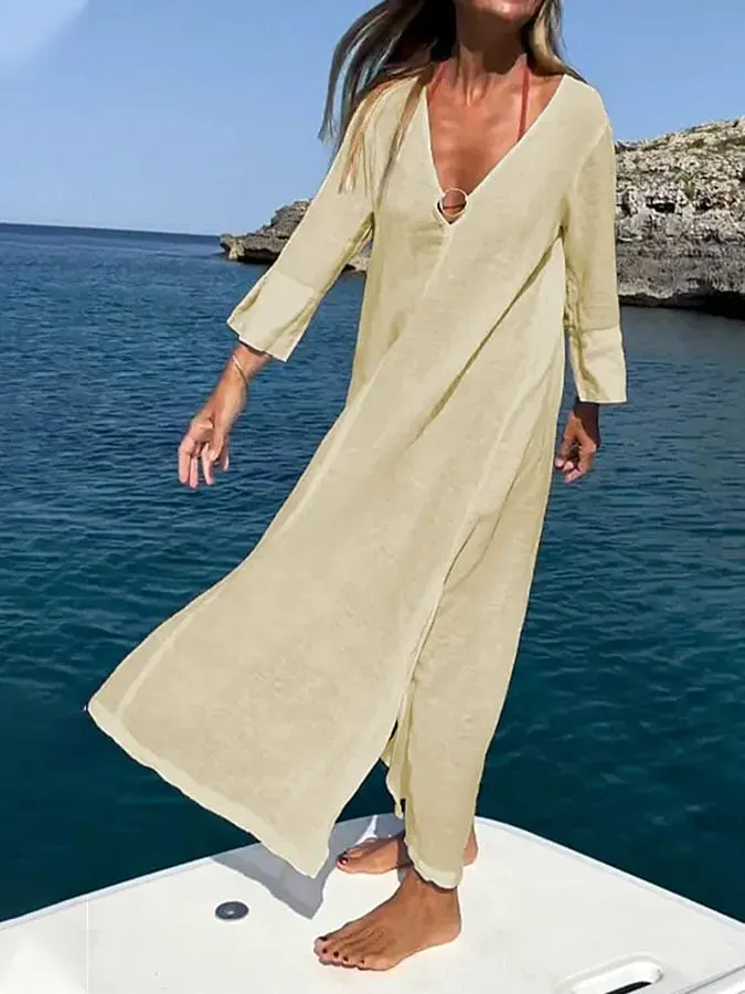 Women's Casual Holiday V Neck Dress