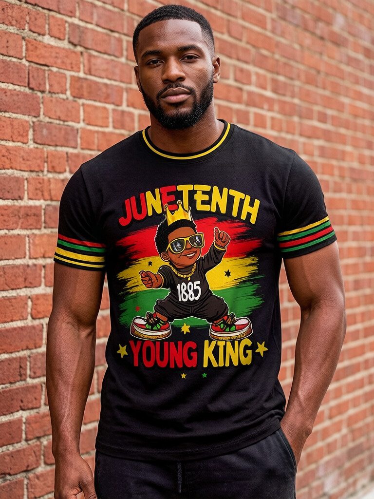 Men's Juneteenth Young King Print Casual T-Shirt
