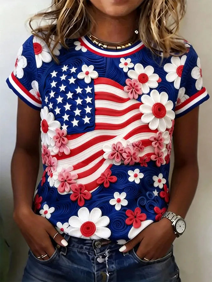 Women's 250th Anniversary National Print Casual T-Shirt