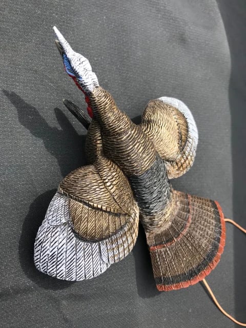 Miniature Wild Turkey Carved Hanging Ornament