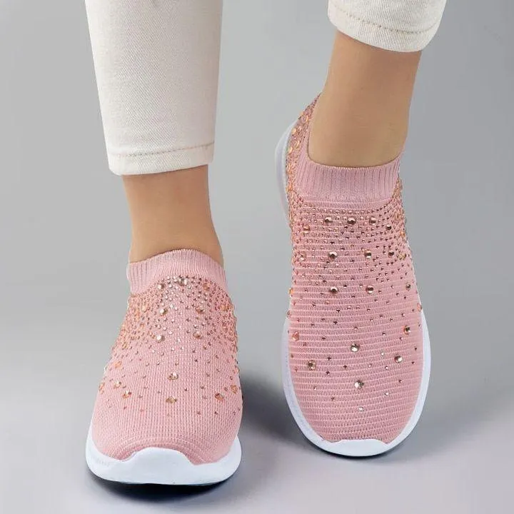 Grishay Women's Crystal Breathable Slip-On Walking Shoes