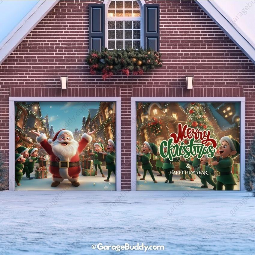 Garage Buddy | Santa And Elves | Christmas Garage Door Cover