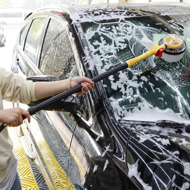 Rotating Car Wash Brush, 360 Degree Automatic Rotating Adjustable Dip Wash Brush High Pressure Washer for Vehicle Cleaning