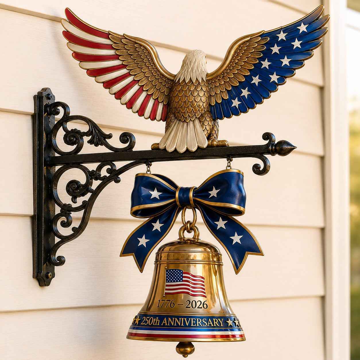 🔔 Commemorative Eagle Bell | Vintage Cast Iron Bracket | Handcrafted Detail
