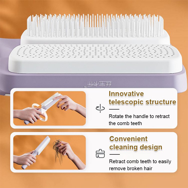 🔥Last Day Sale ⏰💇‍♀️✨Automatic Self-Cleaning Rotating & Liftable Hair Comb for Smooth Detangling and Styling🎁
