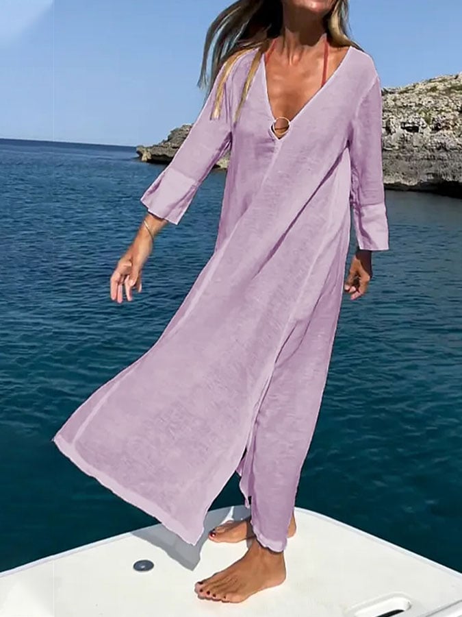 Women's Casual Holiday V Neck Dress