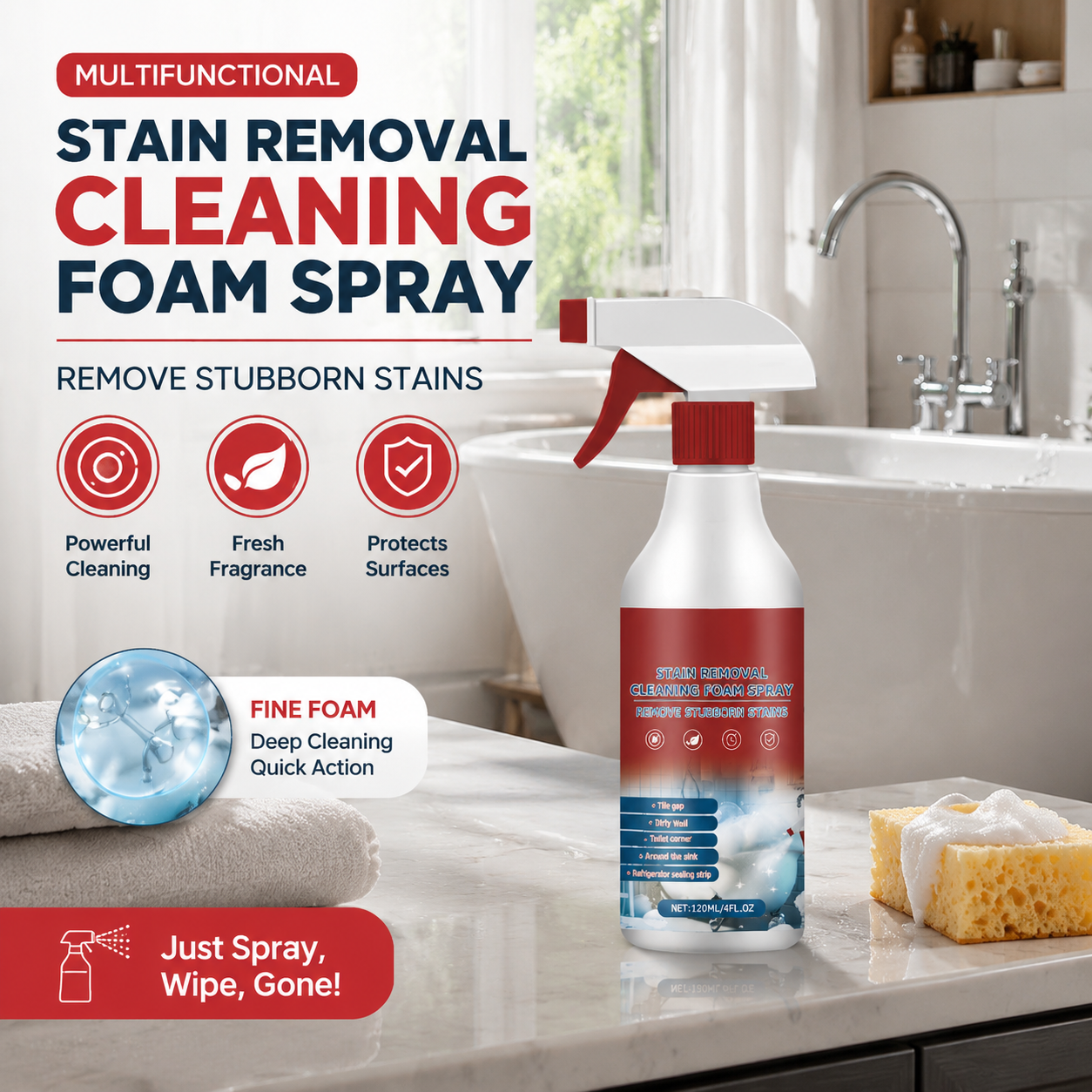 Multifunctional Stain Removal Cleaning Foam Spray