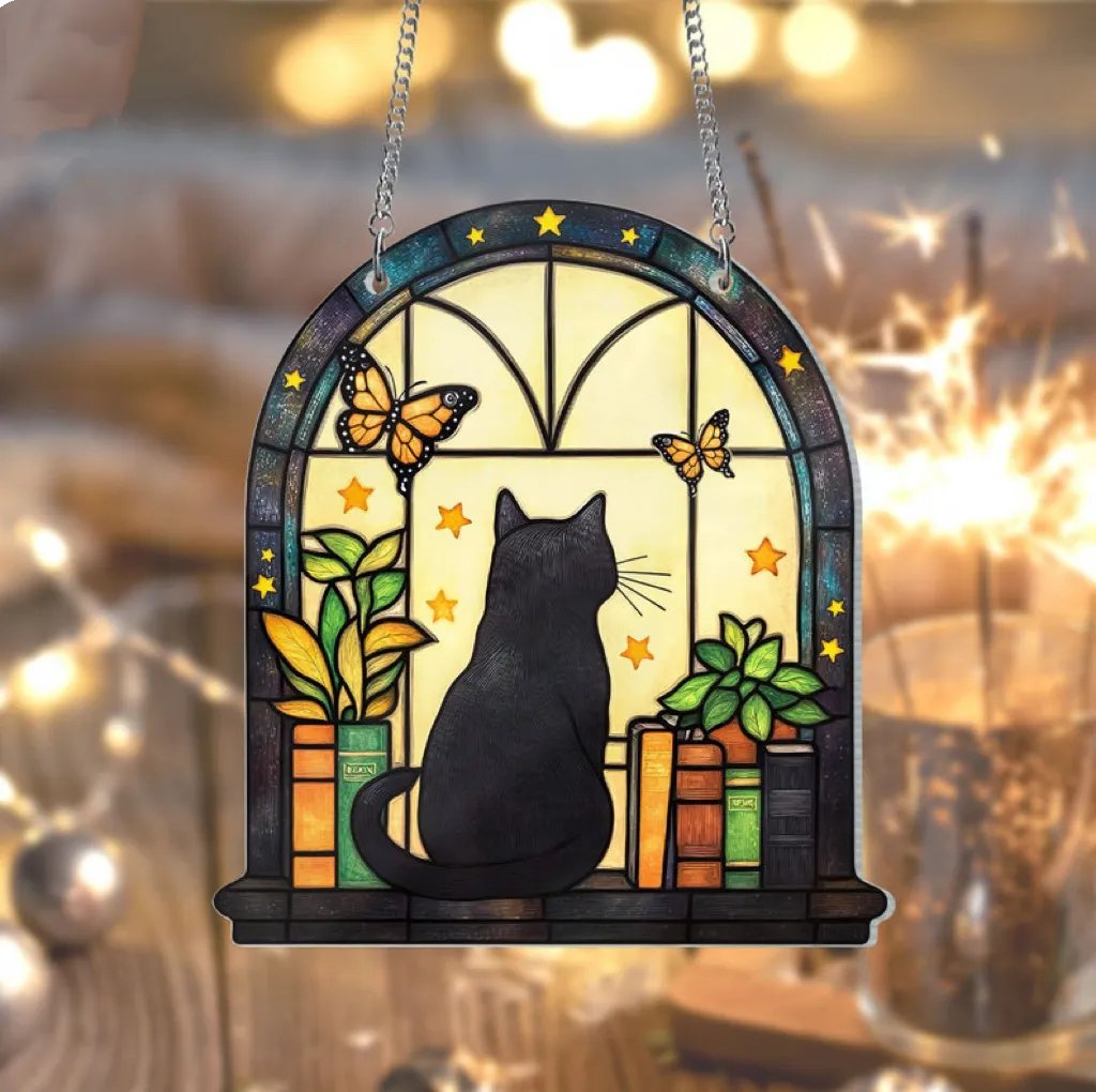 🔥🎄2024 Christmas Gift 50% OFF - 😺📚✨Cat Book Suncatcher Ornament