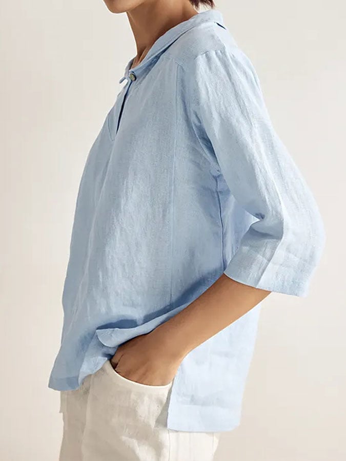 Women's cotton and linen casual shirt