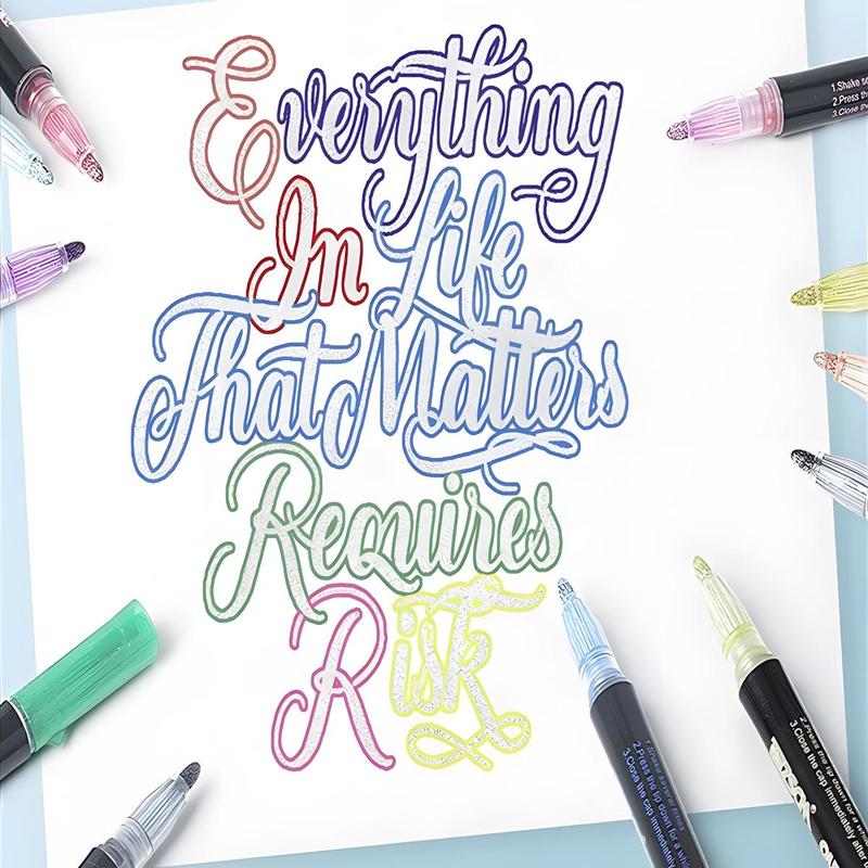 🎉🎁Last Day 49% OFF - 🎉 Double Line Outline Art Pen Marker Pen
