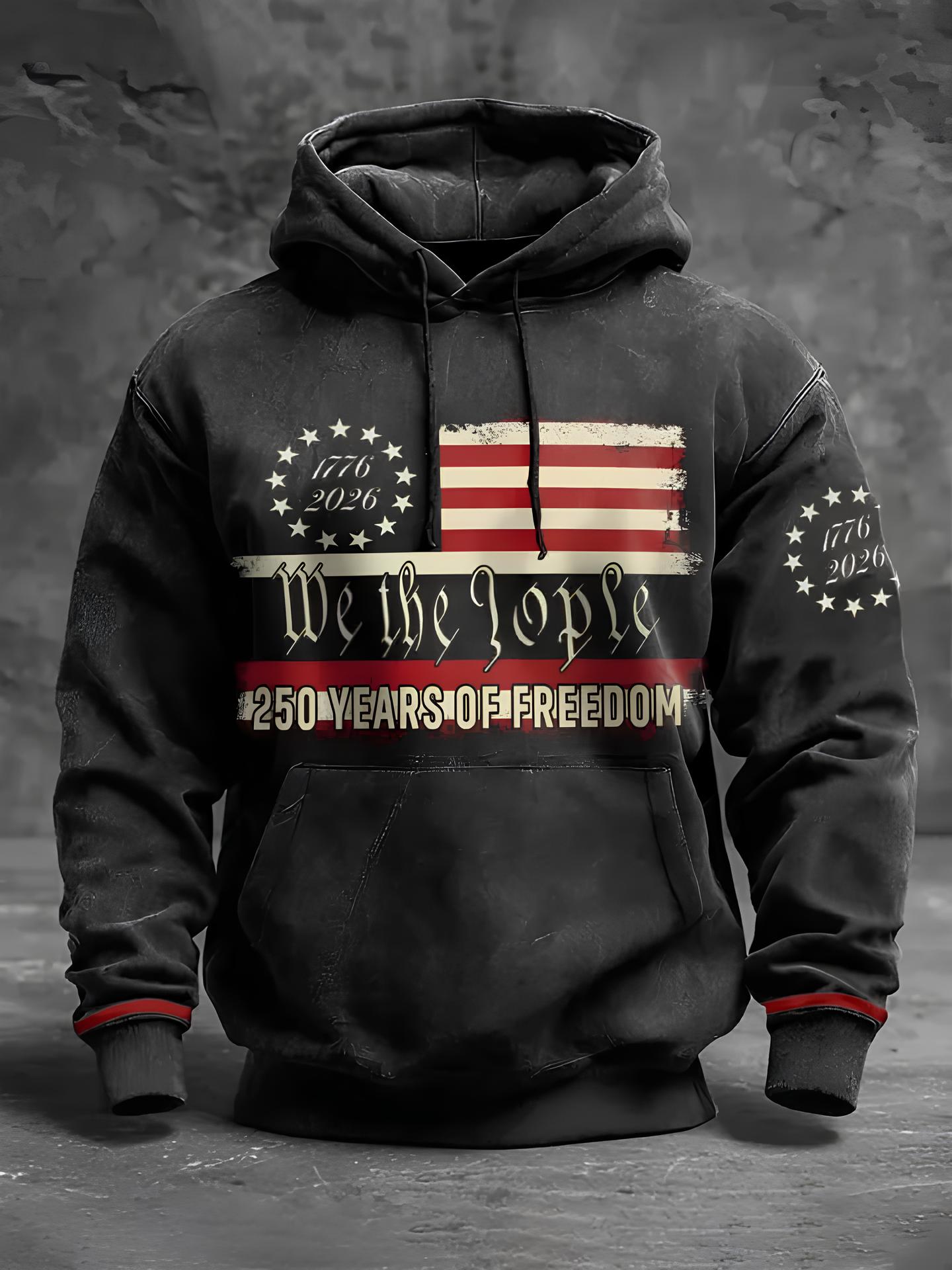 Men's We The People 250 Years Of Freedom Art Print Pocket Hoodie