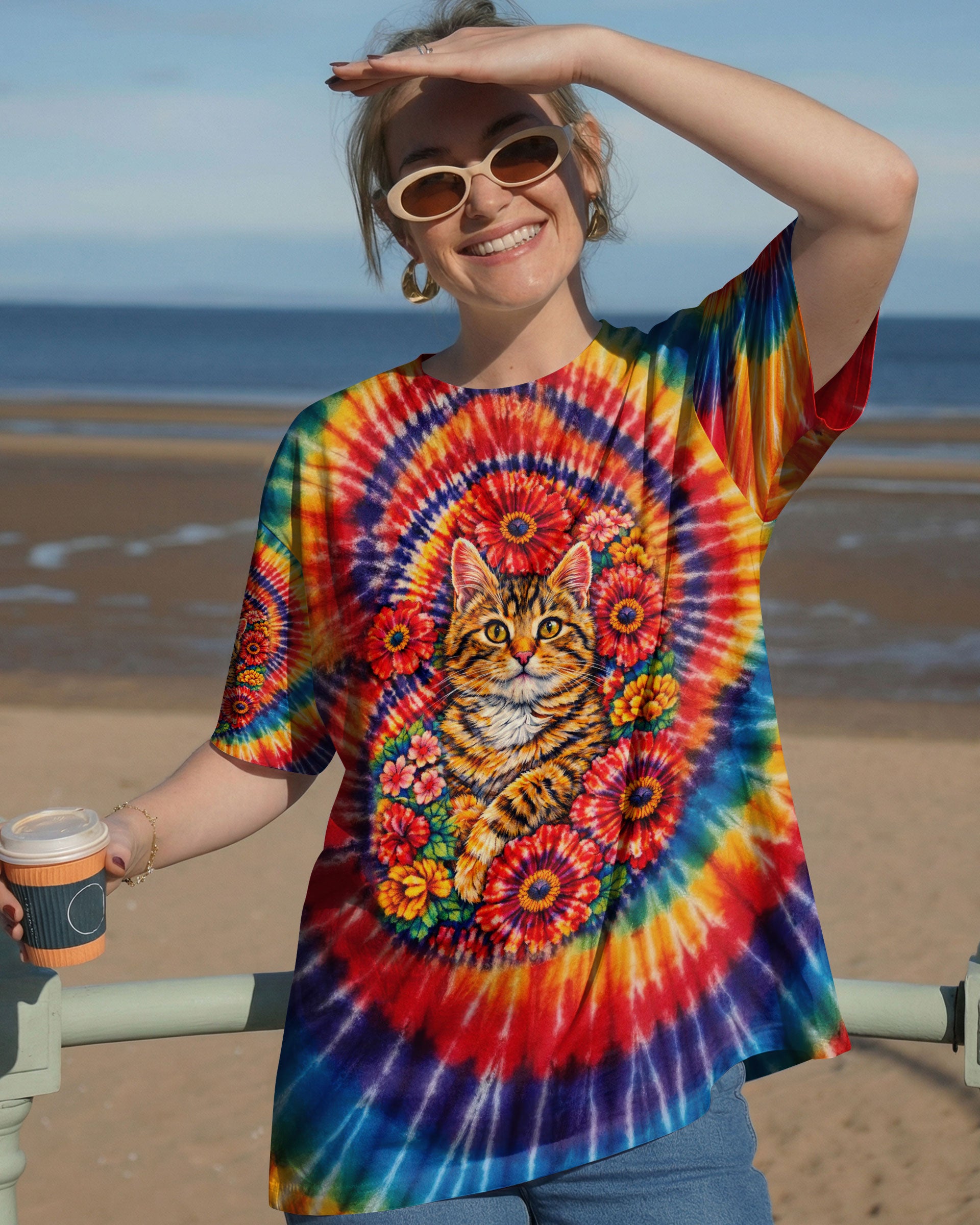 FLORAL CAT SWIRL ALL OVER PRINT - TLTW0403262