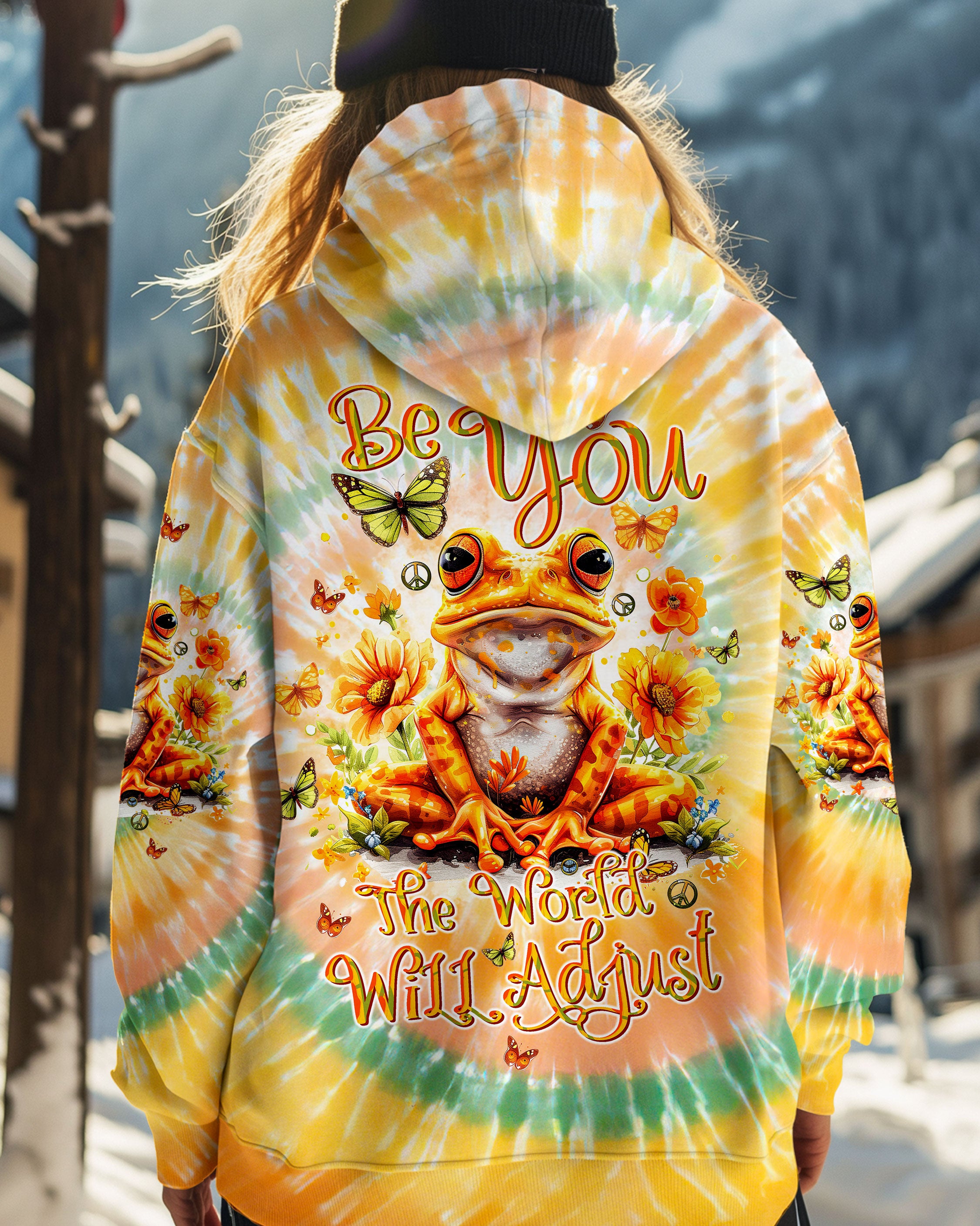 BE YOU THE WORLD WILL ADJUST FROG TIE DYE  ALL OVER PRINT  - TLTW1301254