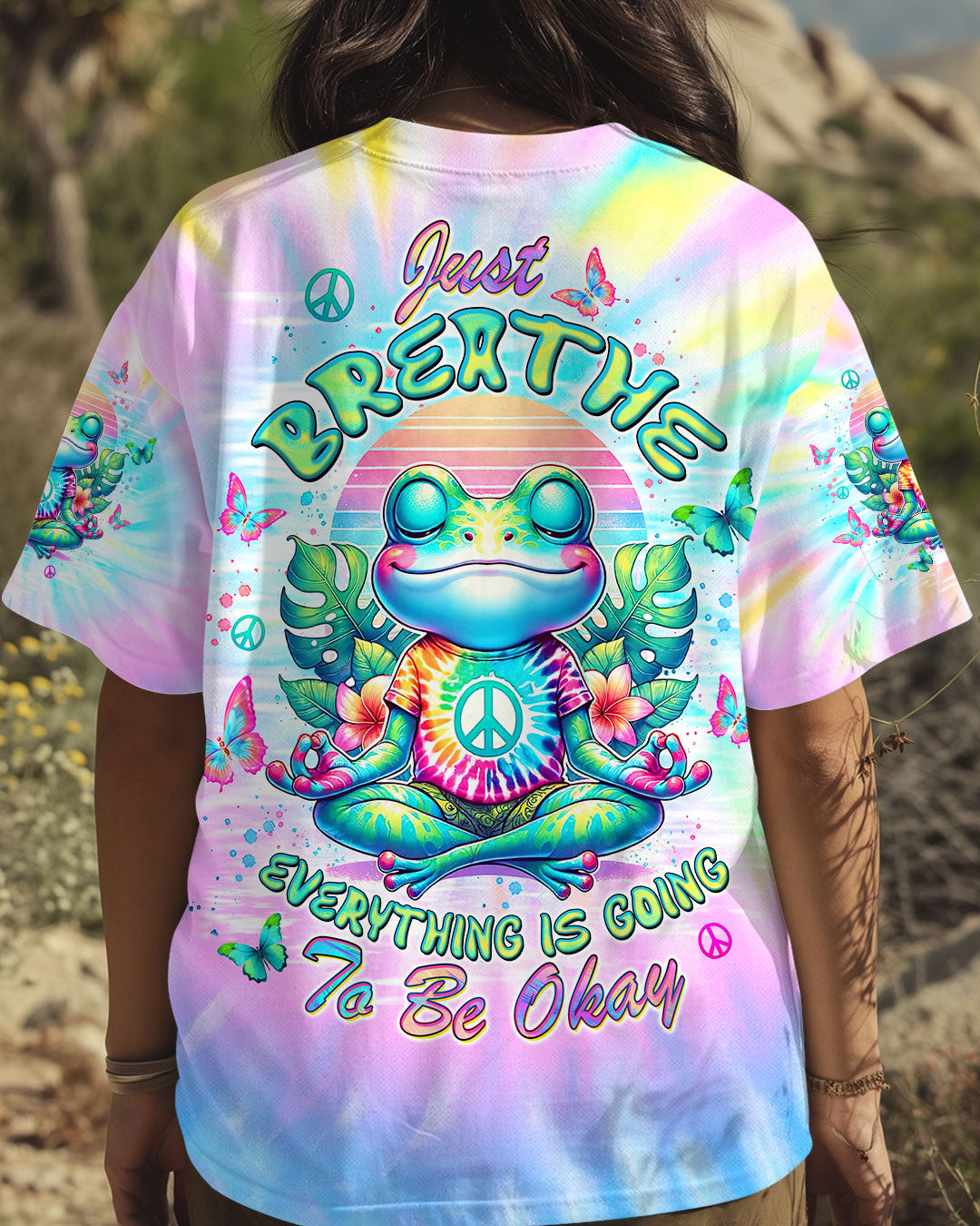 JUST BREATHE FROG TIE DYE ALL OVER PRINT - TLTW2907253