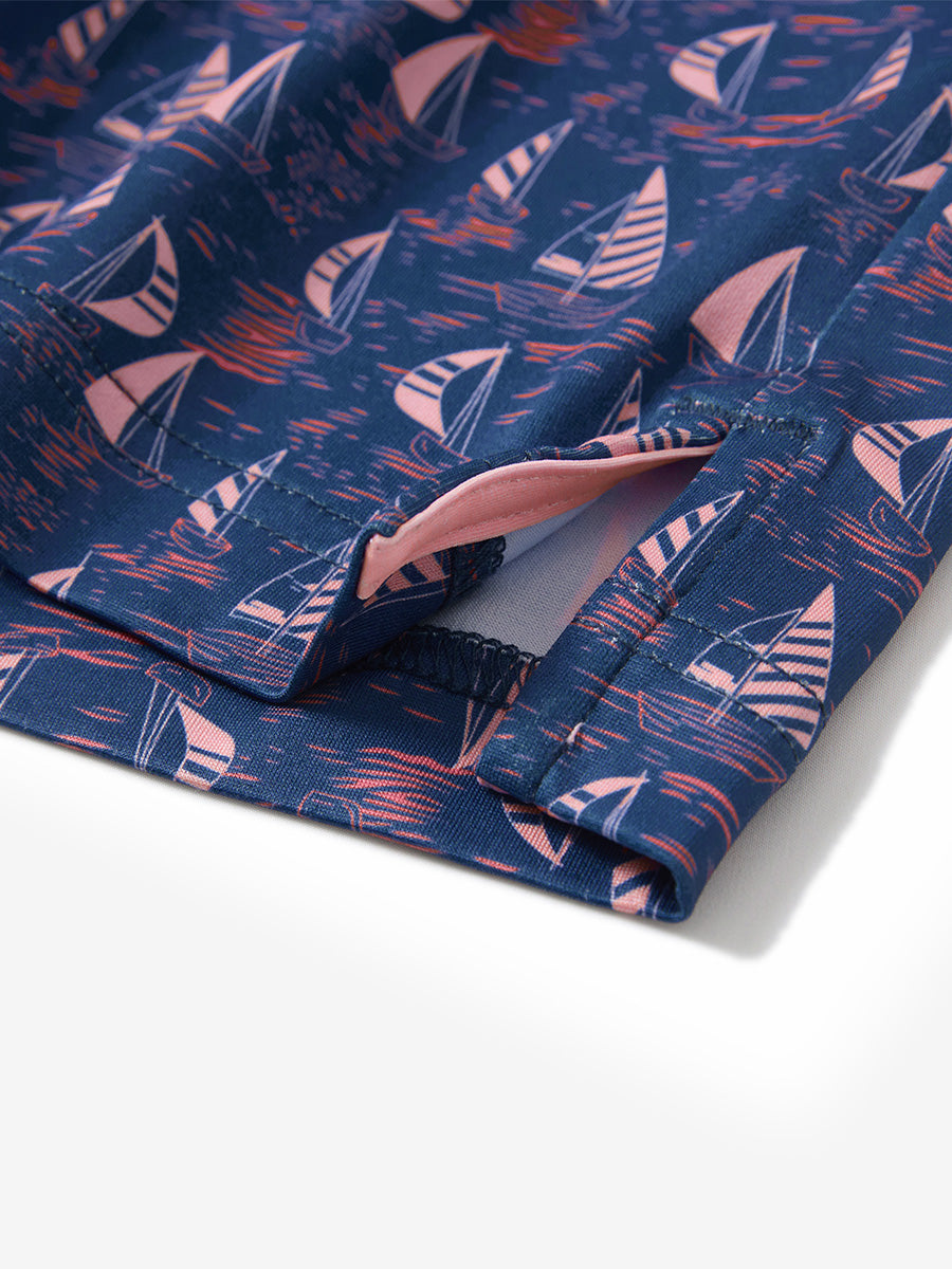 Swing in Style: 4-Way Stretch Performance Printed Golf Polo