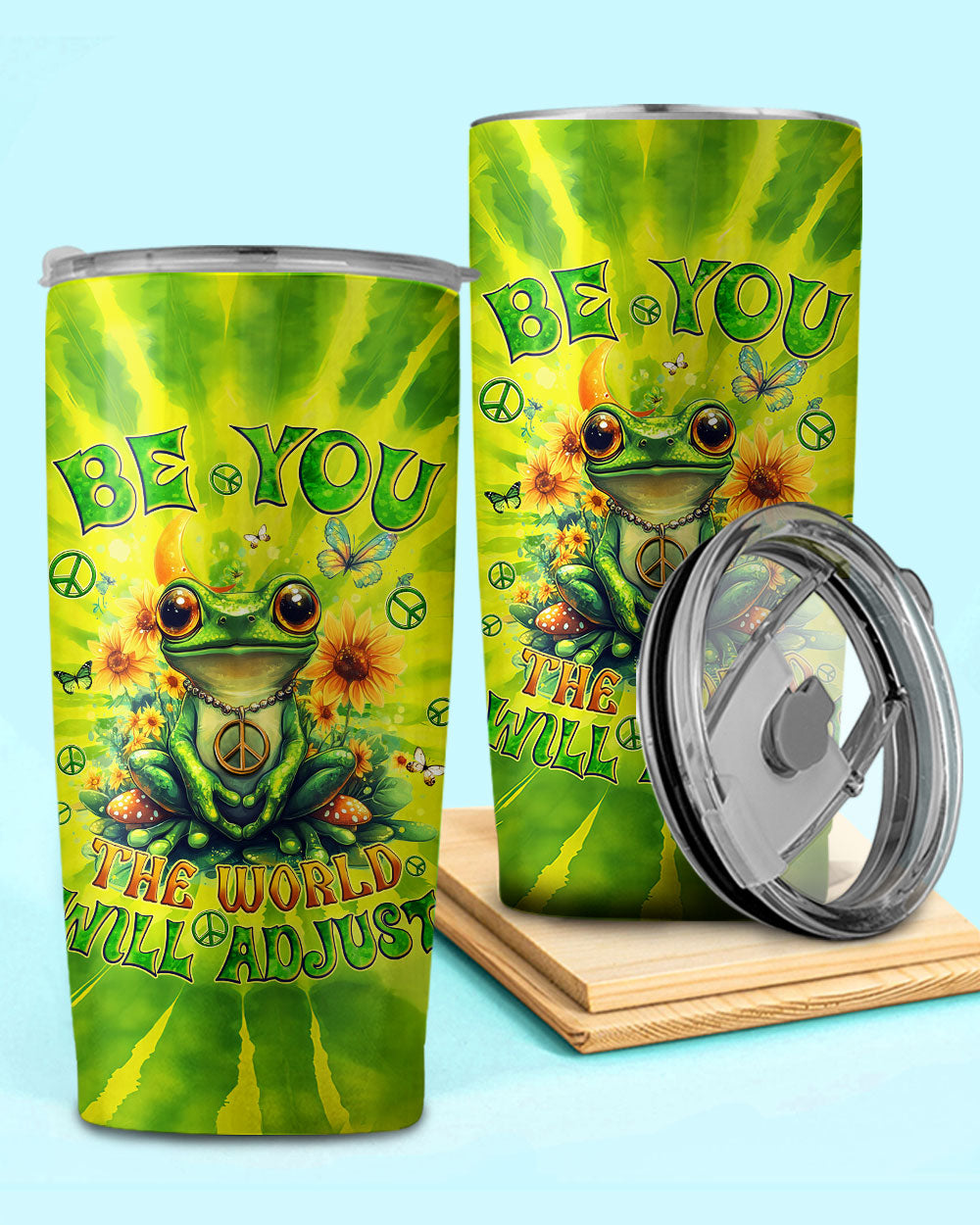 BE YOU THE WORLD WILL ADJUST FROG TIE DYE TUMBLER - TYQY0401252